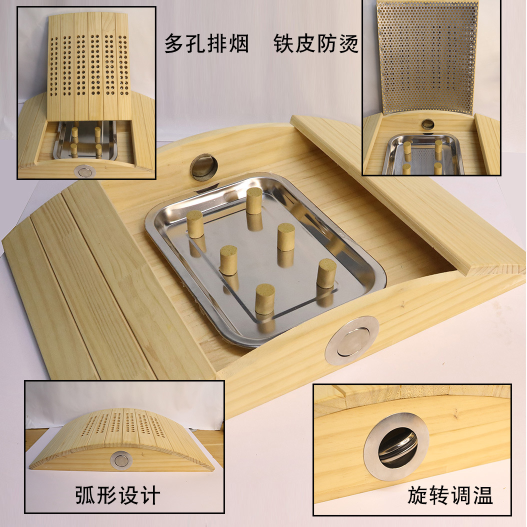 Wooden Moxibustion Box Lumbar Support Pillow Back Waist Moxa Warmer for Home and Spa Use - Image 4