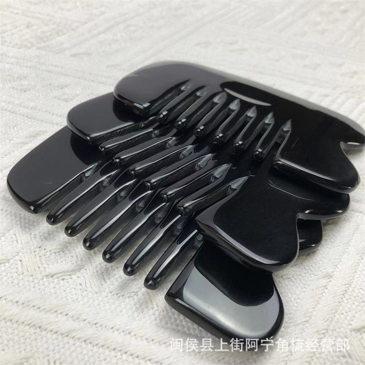 Horn Comb Six Teeth Head Massage Comb Gua Sha Meridian Comb Acupoint Stick Under 10cm - Image 4