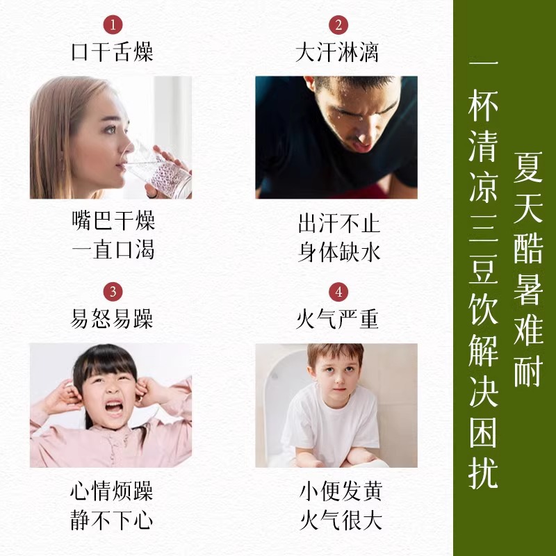 San Dou Yin Three Bean Herbal Tea 15g x 10 Bags Traditional Wu Mei Mung Black Soybean Summer Drink - Image 3