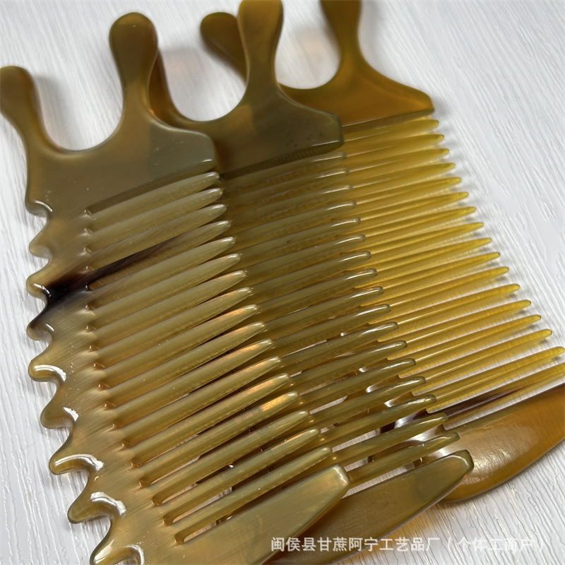White Yak Horn Fine Tooth Comb Thickened Massage Comb 10-15CM Daily Hair Care Tool - Image 2