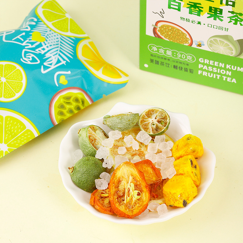 Green Tangerine Kumquat Passion Fruit Lemon Fruit Tea Bags Cold Brew Sweetened Box - Image 3