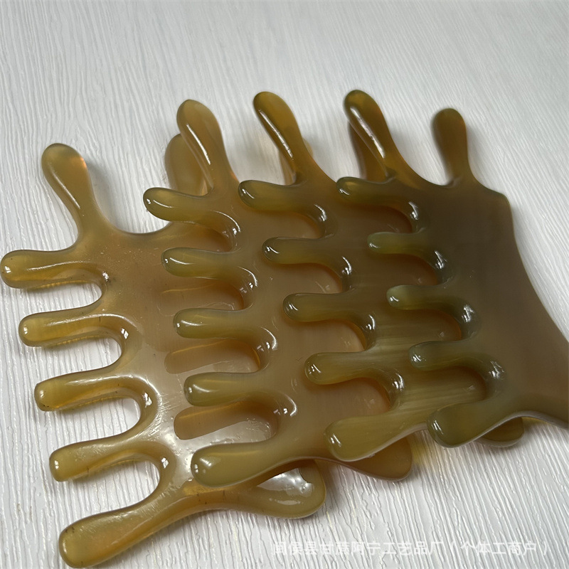Genuine Horn Comb Wide Teeth Water Drop Bead Massage Comb Monster Fish Shape 10-15CM - Image 4