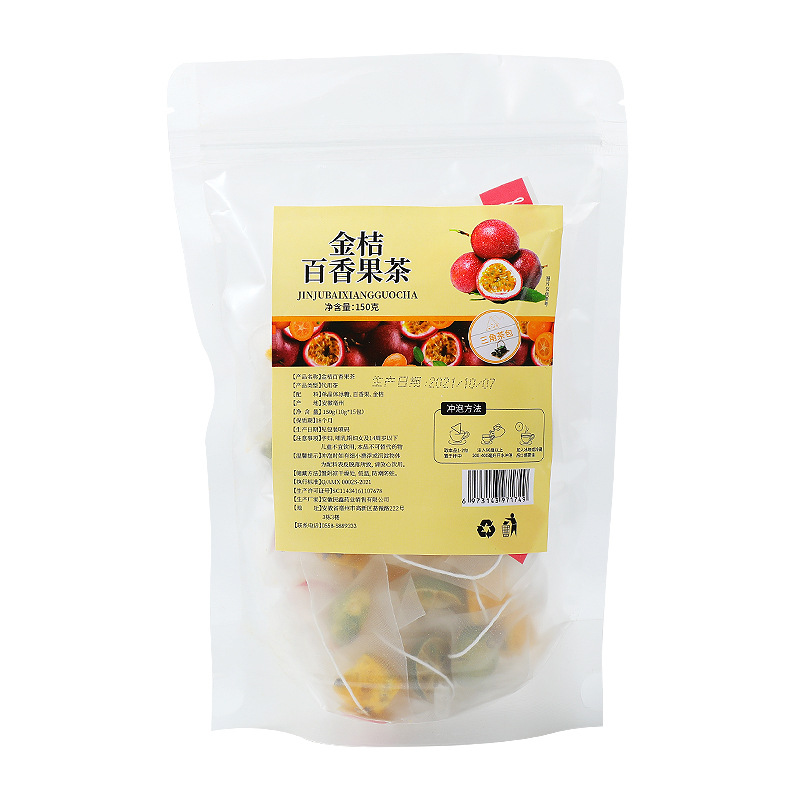 Green Kumquat Lemon Passion Fruit Tea Cold Brew Fruit Tea Bags 10 Pack 22g - Image 5