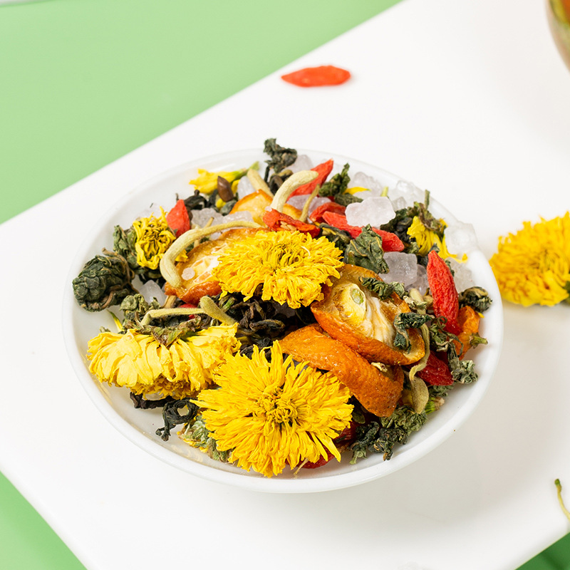 Honeysuckle Chrysanthemum Herbal Tea Blend with Dandelion Goji Berry Mint and Mulberry Leaf 100g Gift Box - Image 3