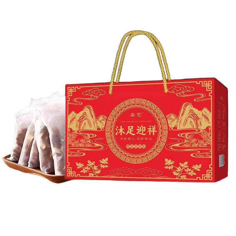 Chinese Style Foot Soak Gift Set Tulip Cotton Cloth Wrap Ribbon Business Gift - Image 5