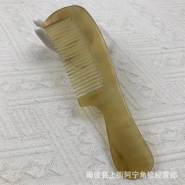 Horn Comb 15cm Handle Comb with Round Teeth and Gua Sha Tool for Hair Care - Image 4