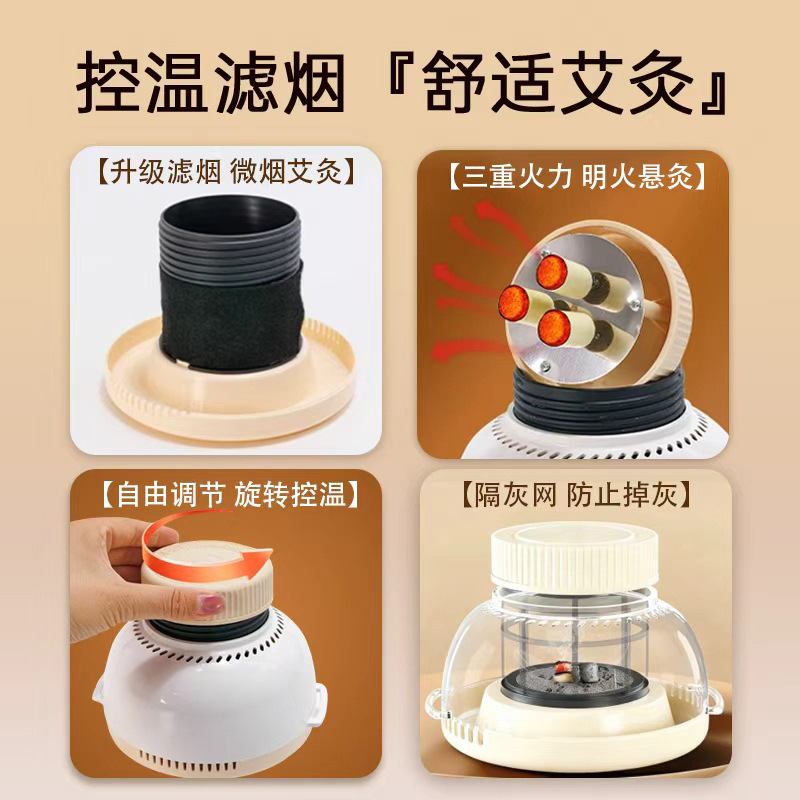 Moxibustion Box Kit Home Warming Device with Moxa Sticks Essential Oil Strap Acupoint Chart Gift Box - Image 3