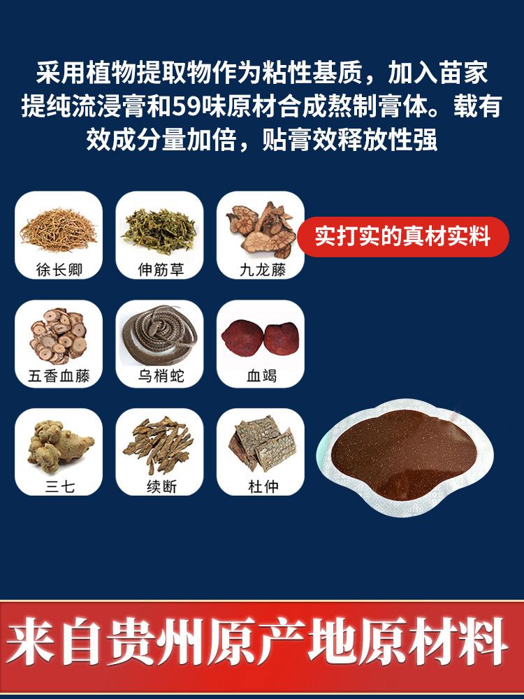 Miao Herbal Lumbar Joint Patch External Herbal Plaster for Waist Care 10 Patches 17cm x 25cm - Image 2