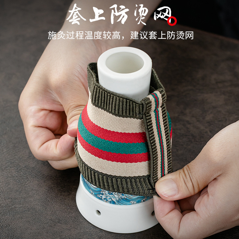 Ceramic Moxibustion Jar Double-Layer Celadon Warm Therapy Device with Gua Sha Massage and Herbal Steaming Function - Image 4