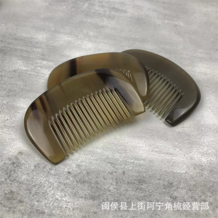 Natural Horn Comb Half Moon Guifei Comb 8cm x 5cm Baby Hair Brush for Gentle Daily Grooming - Image 2