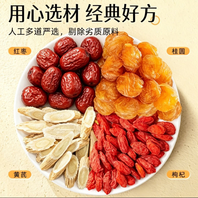 Longan, Red Date, Goji & Astragalus Herbal Tea — 10 Hand-Wrapped Sachets, 200g - Image 3