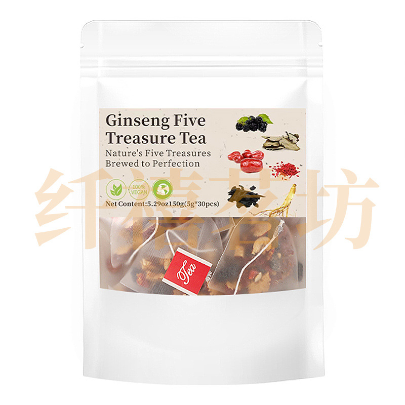Ginseng Five Treasure Tea Ren Shen Wu Bao Cha Herbal Tea Bags with Goji Berries and Mulberry 100g - Image 5