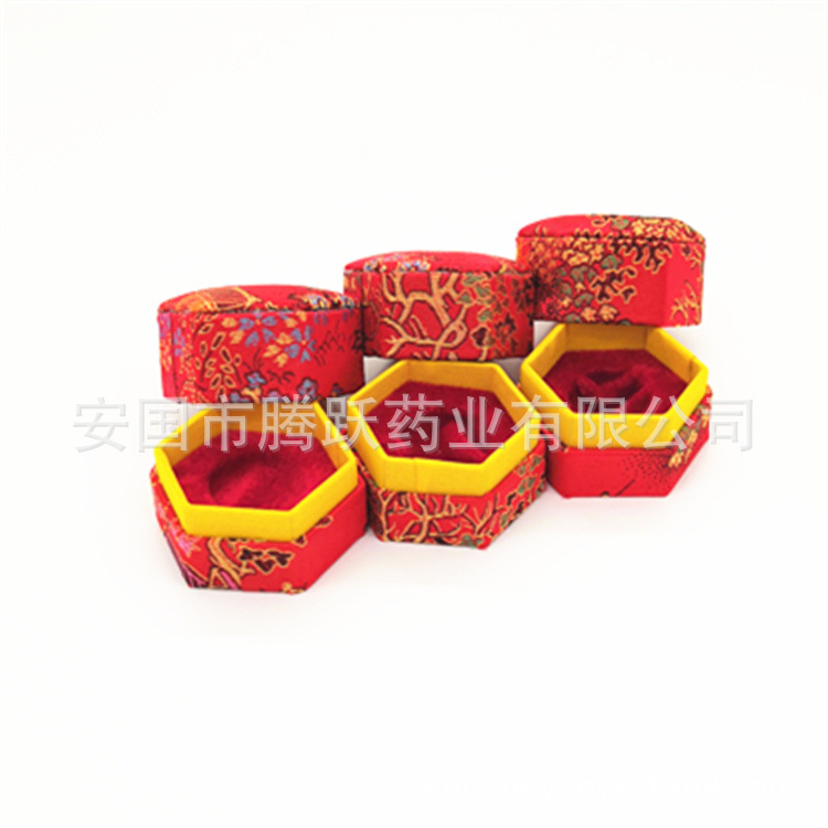 Hexagonal Brocade Gift Box Handmade Jewelry Packaging Box Empty Display Case - Image 4