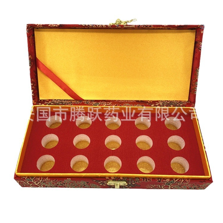 Brocade Pill Box Empty Packaging Case 15 Holes Red 3cm Diameter for Honey Pills and Jewelry - Image 5