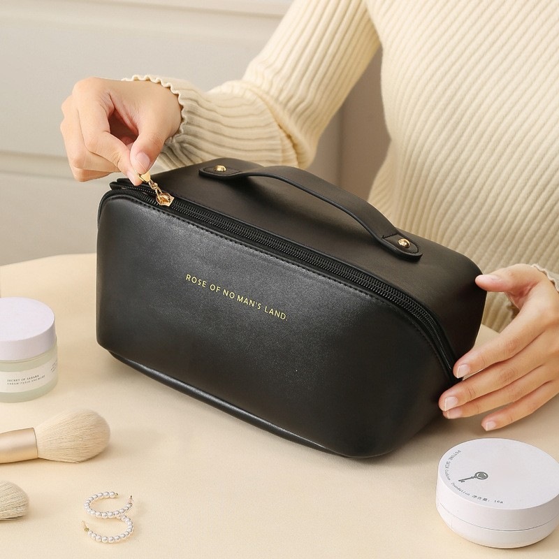Large Capacity Portable PU Travel Cosmetic Bag Classic Toiletry Organizer Storage Pouch - Image 4