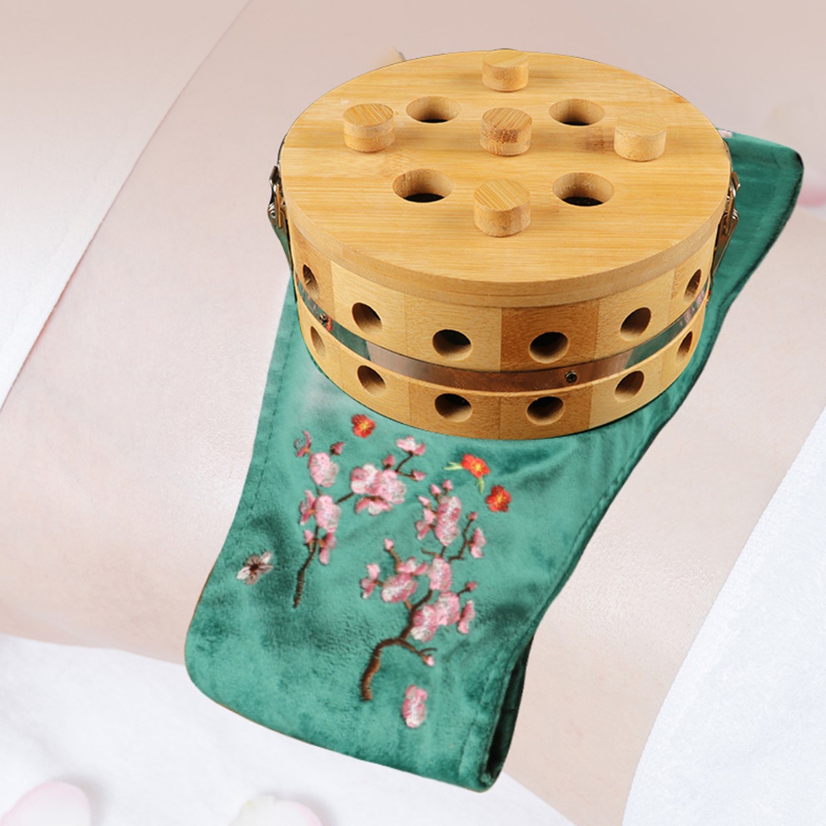 Five-Needle Moxibustion Box Thunder-Fire Moxa Jar for Abdomen and Waist Warm Suspended Moxibustion Embroidered Gift Set 5cm Moxa Sticks - Image 3