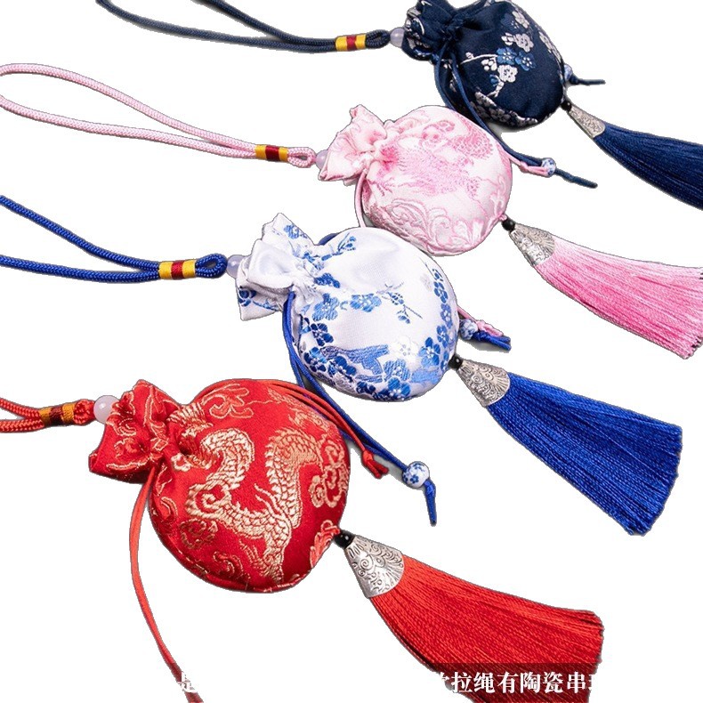 Mugwort Leaf Herbal Sachet Ai Cao 艾草 Embroidered Hanging Pouch for Bedroom Living Room Car - Image 5