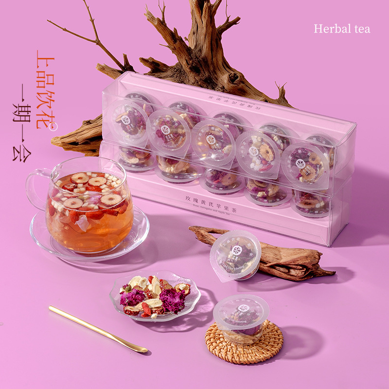 Rose Astragalus Apple Tea 10 Mini Cans Portable Floral Herbal Tea Blend Hot Brew Gift Box 60g - Image 3