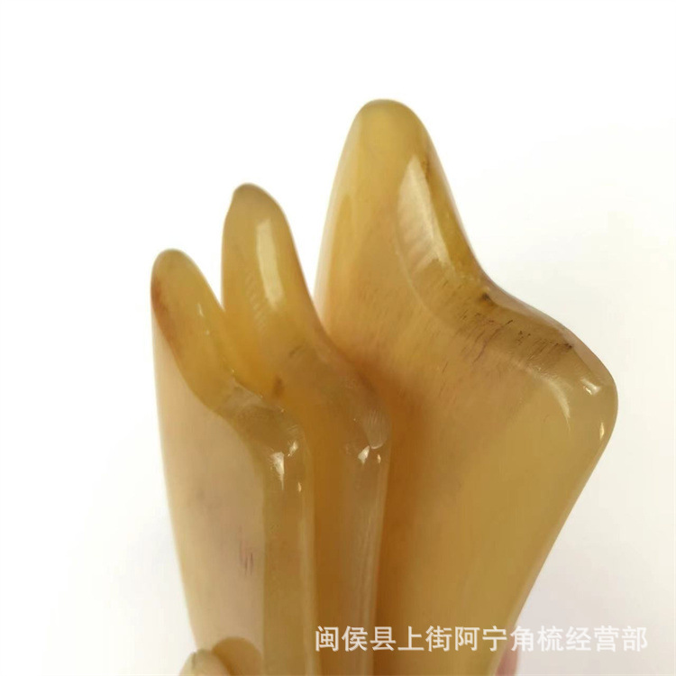 Horn Gua Sha Board Set Thick Triangle Plate Dolphin Shape Facial Scraping Massage Meridian Tool Extra Large 14cm - Image 3