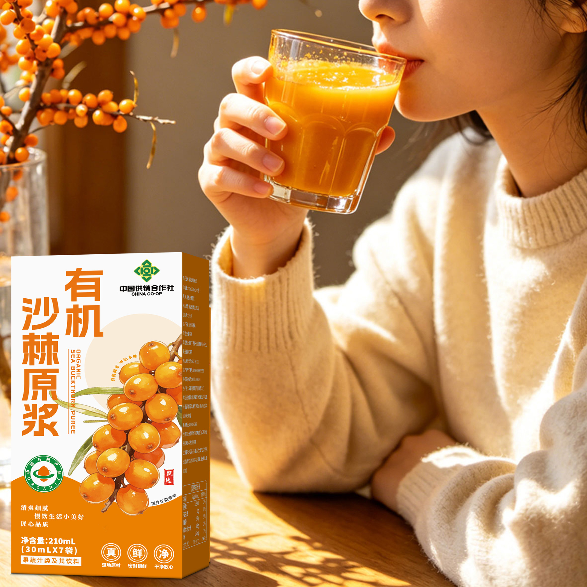 Organic Sea Buckthorn Puree Sha Ji 210ml Concentrated Juice Single Box - Image 2