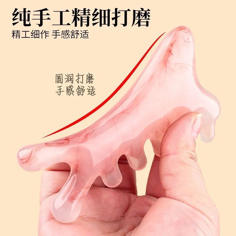 4-in-1 Scalp Meridian Massage Comb Natural Resin Wide Teeth Gua Sha Head Therapy Tool Portable 47g - Image 4