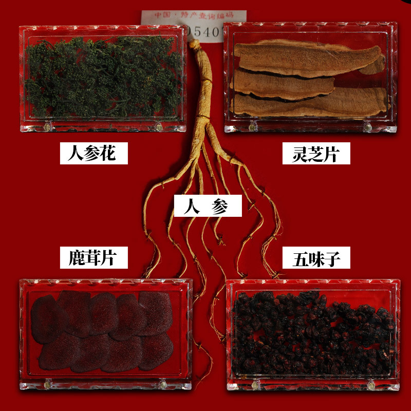 Five Treasure Gift Box Changbai Mountain Ginseng Deer Antler Schisandra Reishi Slices 55g Herbal Soaking Gift Set - Image 2