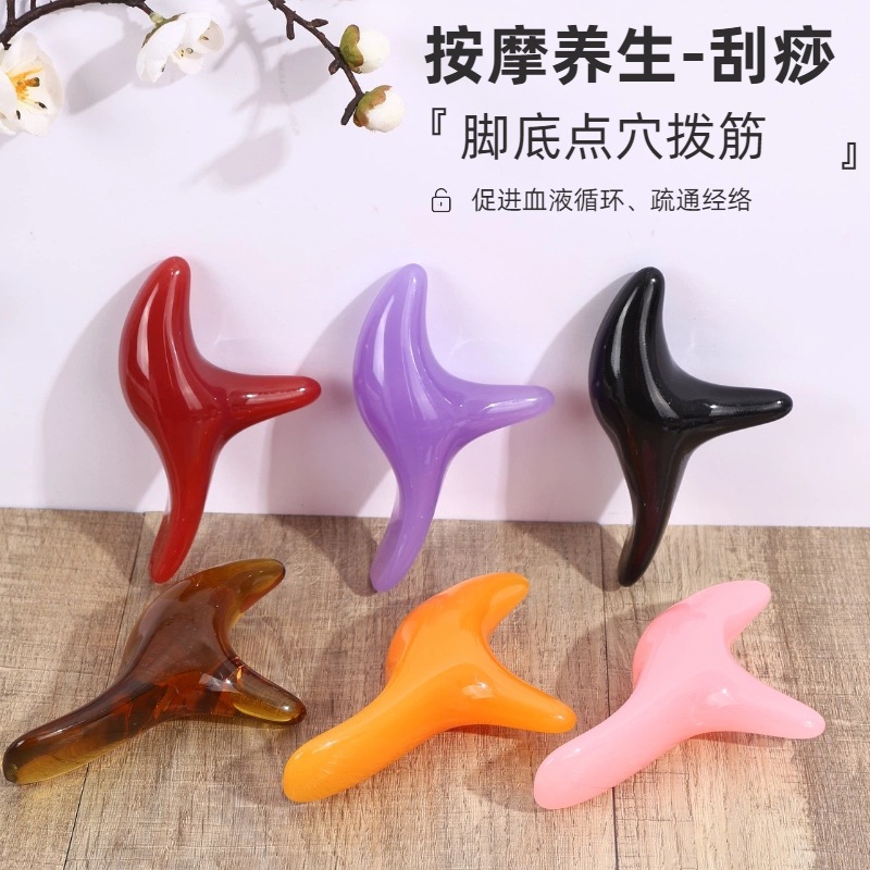 Sandalwood Triangle Bird Gua Sha Acupoint Massage Stick Full Body Facial Foot Tool Natural Resin - Image 2