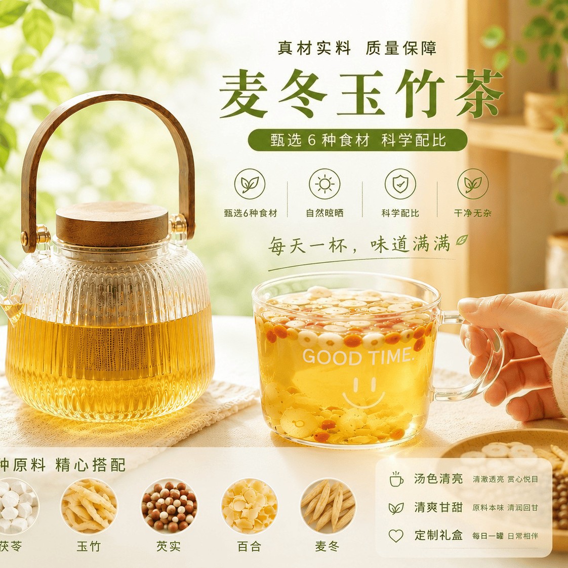 Chinese Yam Lily Gorgon Tea Shan Yao Bai He Qian Shi Herbal Flower Tea 540g 30 Mini Jars Daily Wellness Brew - Image 3