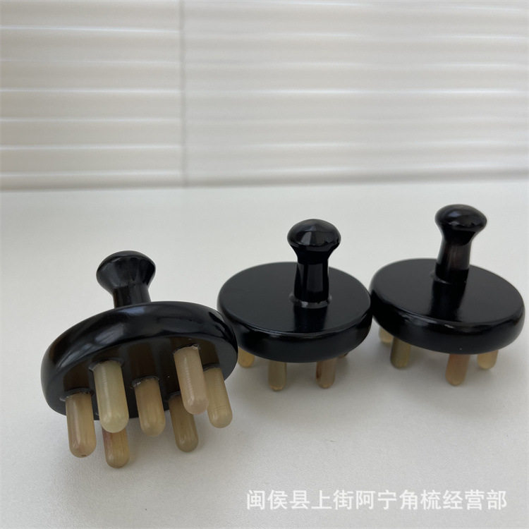 Yak Horn Comb Seven-Pin Scalp Massage Comb Portable Acupoint Head Grooming Tool - Image 2