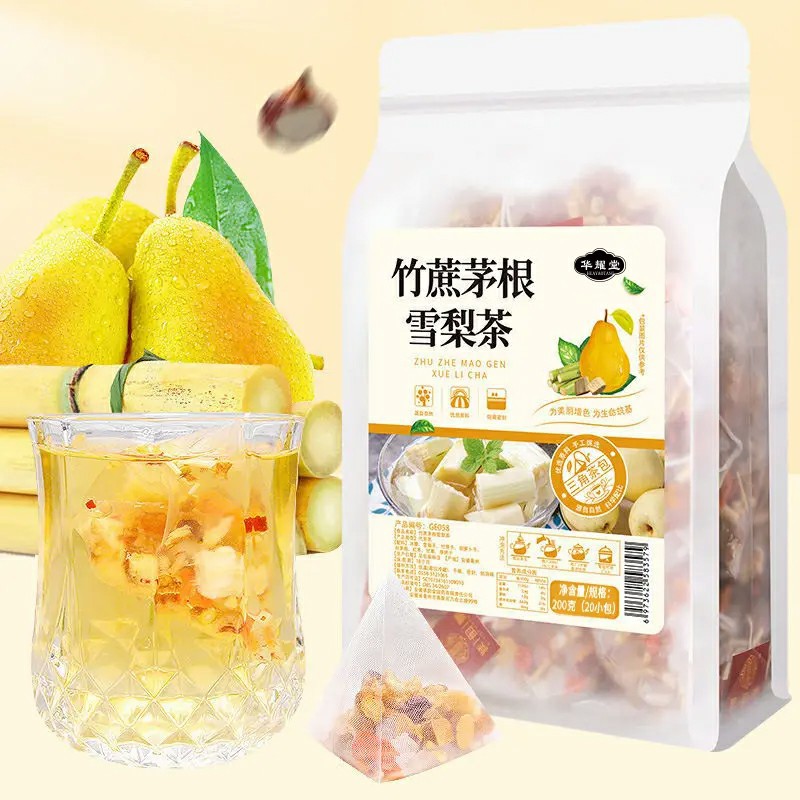 Sugarcane Imperata Snow Pear Tea Bags Zhu Zhe Mao Gen Xue Li Cha 5 Pack 200g Freeze Dried Herbal Fruit Tea - Image 2