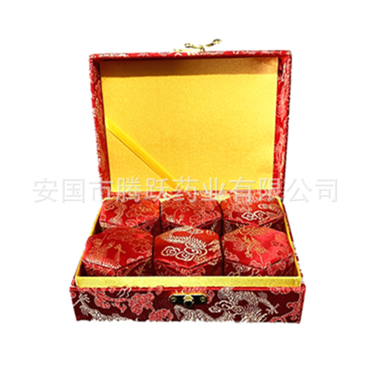Red Dragon Brocade Gift Box Set of 6 Fabric Jewelry Keepsake Boxes - Image 4