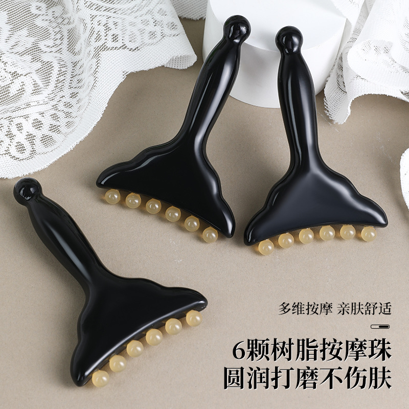 Resin Guasha Meridian Massage Comb Facial Body Scraping Wand Beauty Roller Tool - Image 4