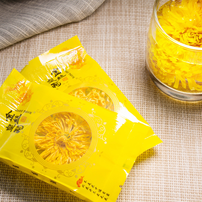 Large Golden Silk Imperial Chrysanthemum Tea Gift Box Individually Wrapped Dried Chrysanthemum Flowers 12g - Image 4
