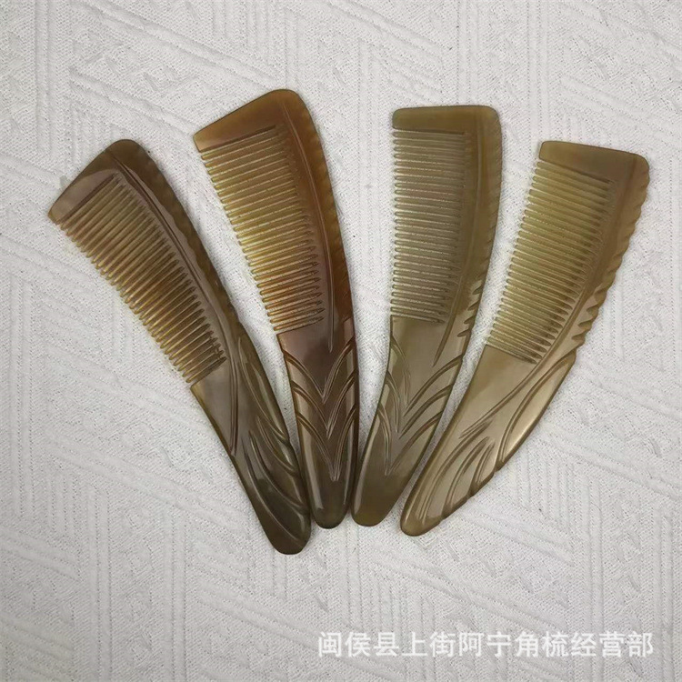 Natural Horn Comb Fine Teeth Rat Tail Handle Comb 16cm Portable Detangling Grooming Tool - Image 2
