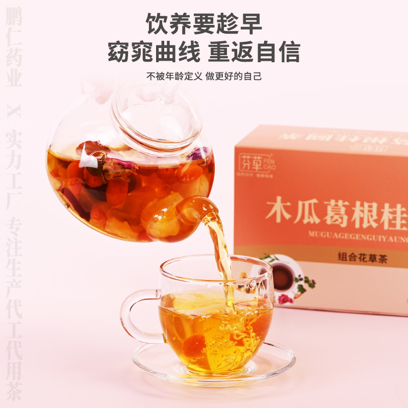 Papaya Kudzu Longan Tea Mugua Gegen Guiyuan Herbal Blend 150g Boxed Tea Bags for Daily Wellness - Image 4