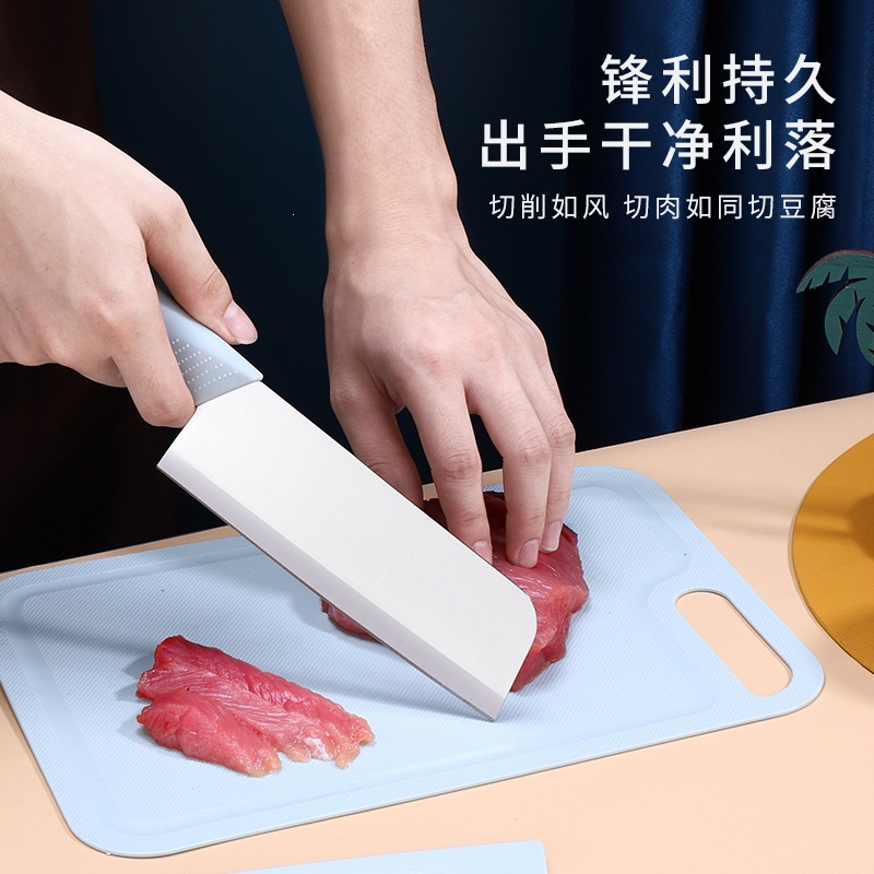 Portable Cutting Board Set 5 Piece Food Grade Plastic Chopping Boards with Stainless Steel Knives for Baby Food and Travel - Image 3