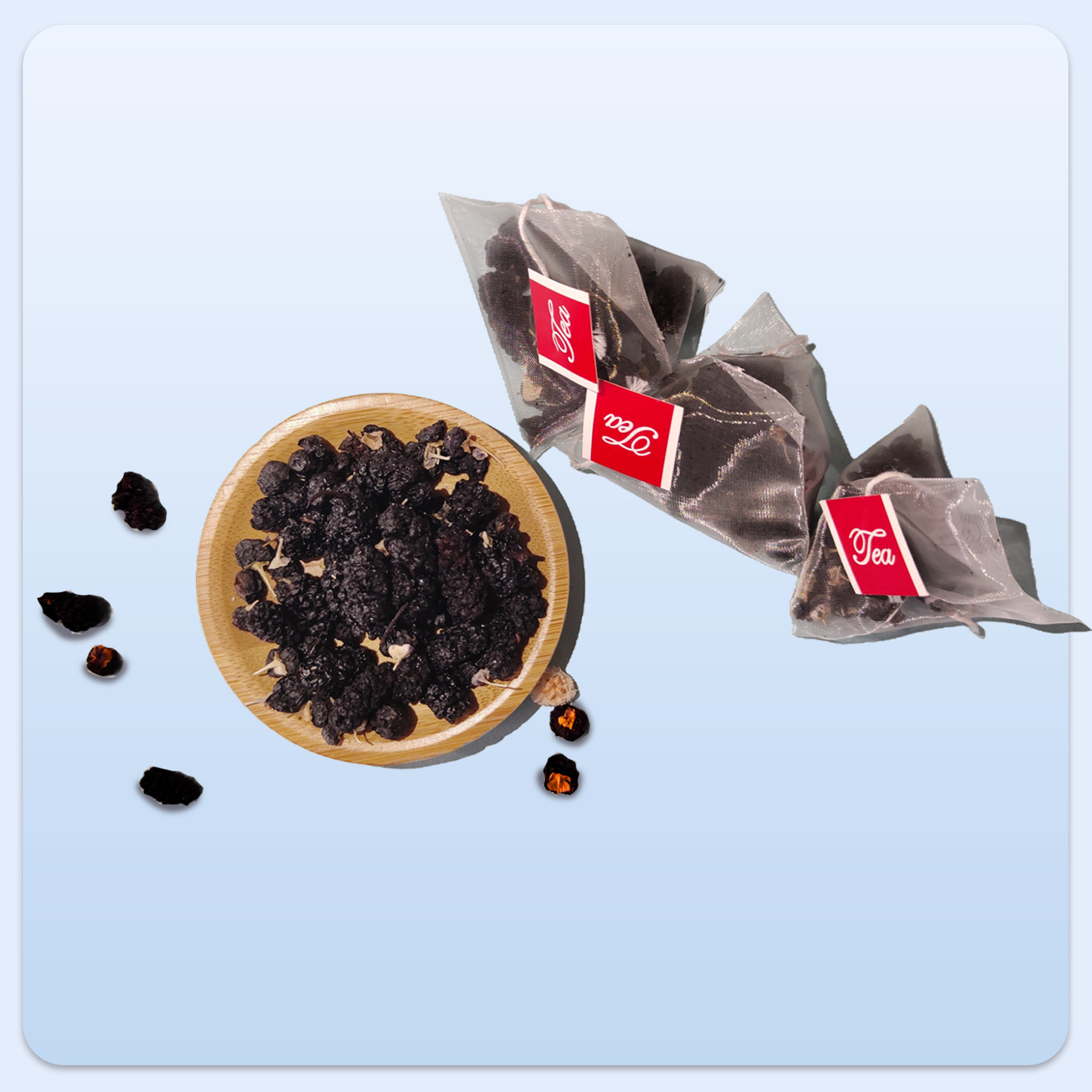 Blueberry Mulberry Black Goji Tea 25 Pyramid Bags Anthocyanin Rich Fruit Tea for Daily Steeping - Image 4