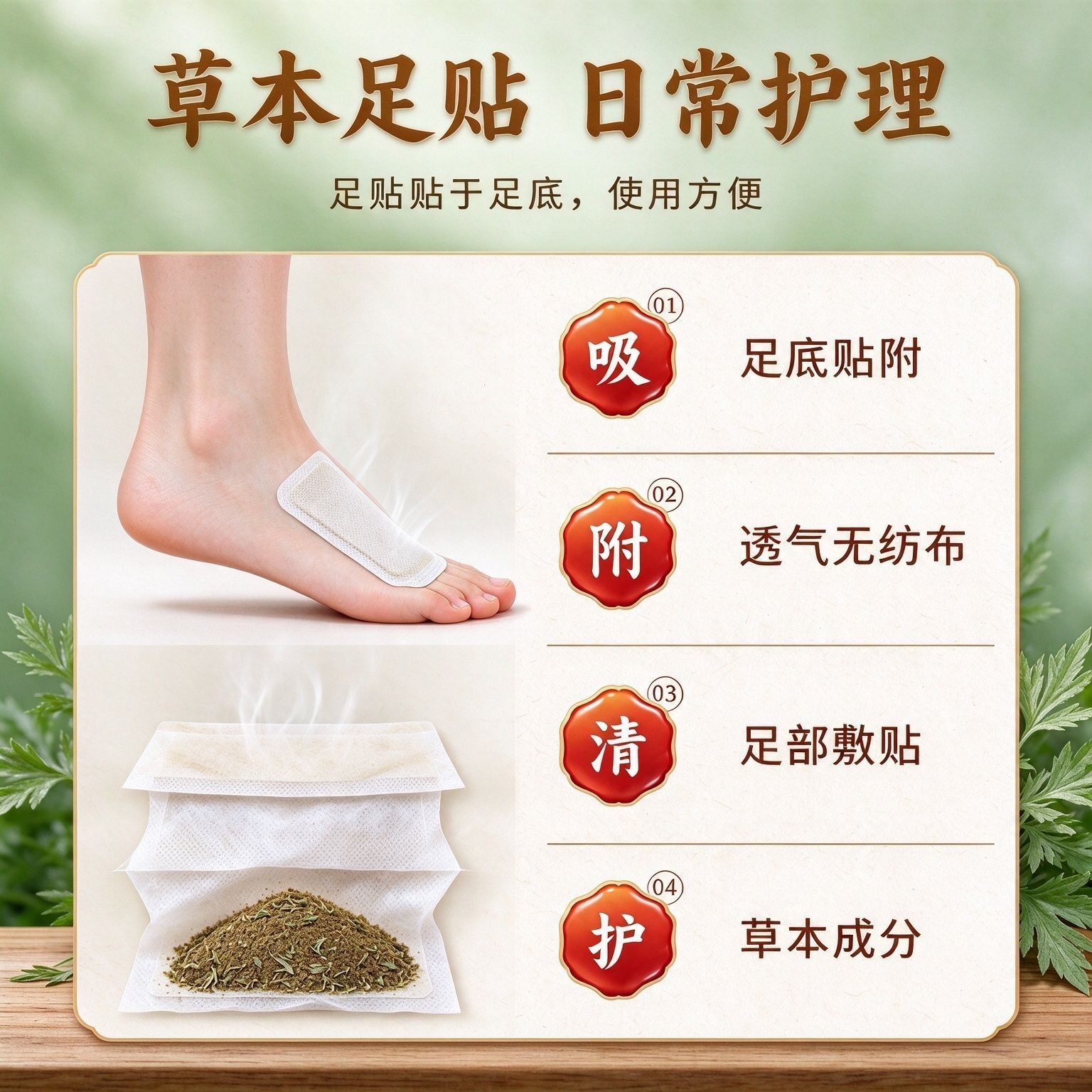 Mugwort Foot Patches Ai Cao 10 Pads Self Warming Herbal Foot Care - Image 4