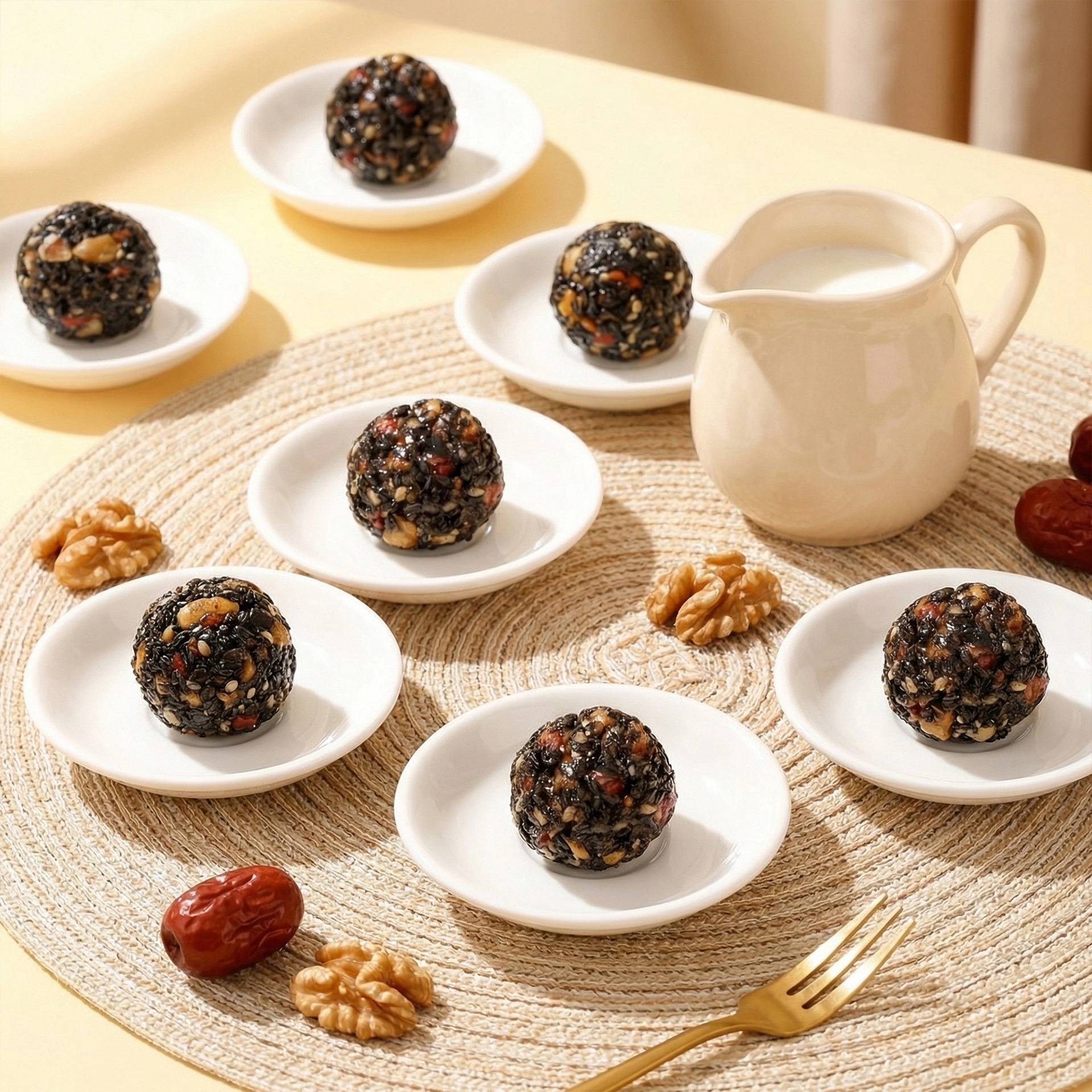 Huang Qi Dang Shen Black Sesame Pills with Red Date and Walnut 72g Traditional Handmade Herbal Snack - Image 3