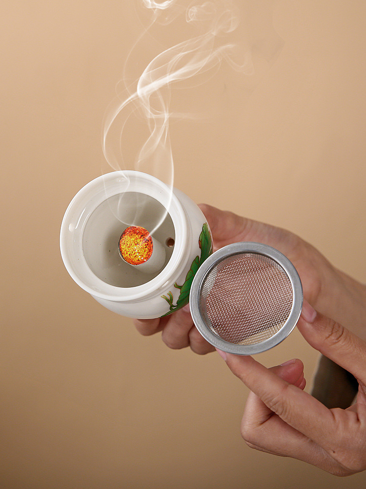 Ceramic Moxibustion Jar Double Layer Anti-Scald Design with Gua Sha Function Portable Warming Device 10.5x6.5x5.5 cm - Image 5