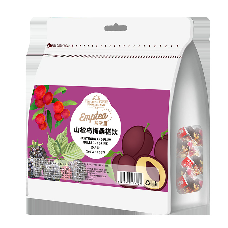 Hawthorn, Dark Plum & Mulberry Blend (Shan Zha Wu Mei Sang Shen Yin) — Rose & Chen Pi Triangle Tea Bags - Image 5