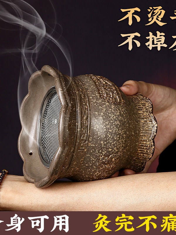 Ceramic Bian Stone Lotus Fire Dragon Cup Moxibustion Gua Sha Jar for Home Wellness 11cm 400g - Image 4