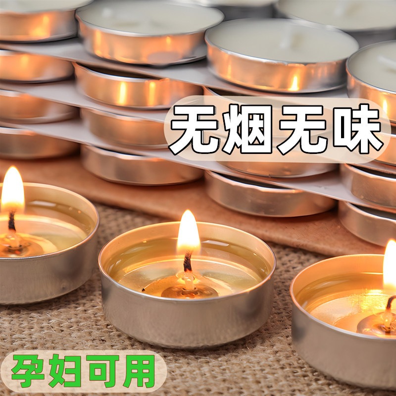 Smokeless Tealight Candles 4 Hour Burn Round White Wax for Tea Warming Aromatherapy and Ambiance 100 Pack - Image 3