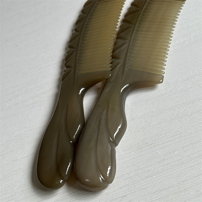 Horn Comb Massage Meridian Thick Handle Hair Comb 20cm Carved Gift Comb - Image 3