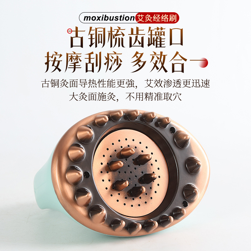 Bronze Moxa Brush Moxibustion Meridian Massage Tool with 60 Moxa Sticks for Body Shoulder Neck Abdomen Leg Care - Image 2