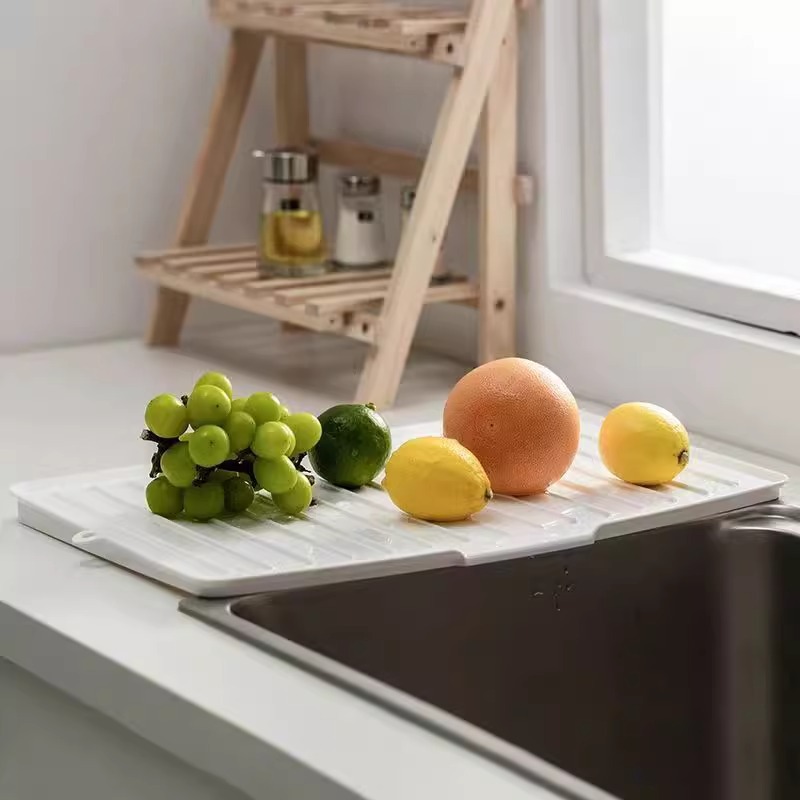 Kitchen Drip Tray Draining Rack for Dishes Bowls Fruit and Tea Set Green Thickened PVC - Image 2