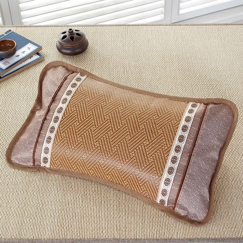Tea Scented Buckwheat Pillow Cooling Summer Neck Support Pillow Rattan Style Cover 35x55cm Set of 2 - Image 4