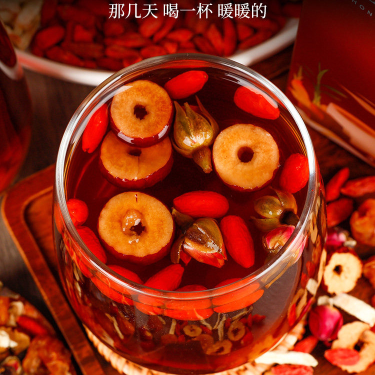 Brown Sugar Ginger Jujube Tea Hong Tang Jiang Zao Cha 20 Teabags Warming Herbal Blend with Rose Goji and Hawthorn - Image 2