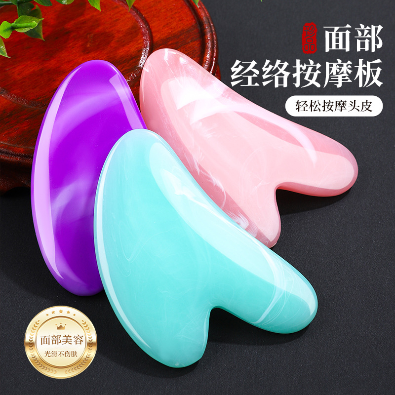 Resin Acrylic Gua Sha Facial Massage Board Heart Shape Rose Pink Guasha Tool for Face Body Meridian Care - Image 3