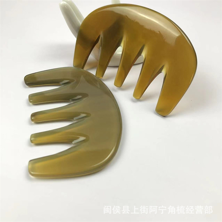 Horn Comb Massage Comb 5 Teeth Guasha Board Head Scalp Meridian Comb 9.5cm - Image 2